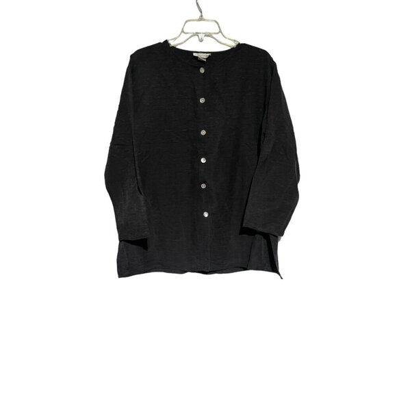 Cotton Connection Womens Black Button-Up Tunic Top 3/4 Sleeves Silk Blend Size S - Picture 3 of 6